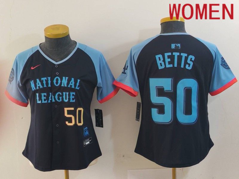 Women Los Angeles Dodgers 50 Betts Blue All star 2024 Nike MLB Jersey style 8151